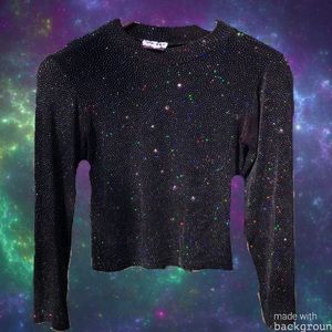 True Vintage Stretchy Sparkle Quarter Sleeve Crop